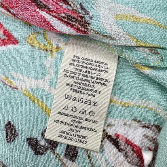 Free People Bella Floral V-Neck Bell Sleeve Tunic Teal Size Small - Picture 7 of 12